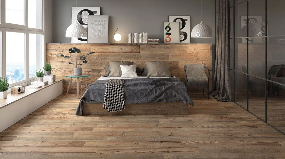 Pavimento porcelánico efecto madera de roble natural con textura HD