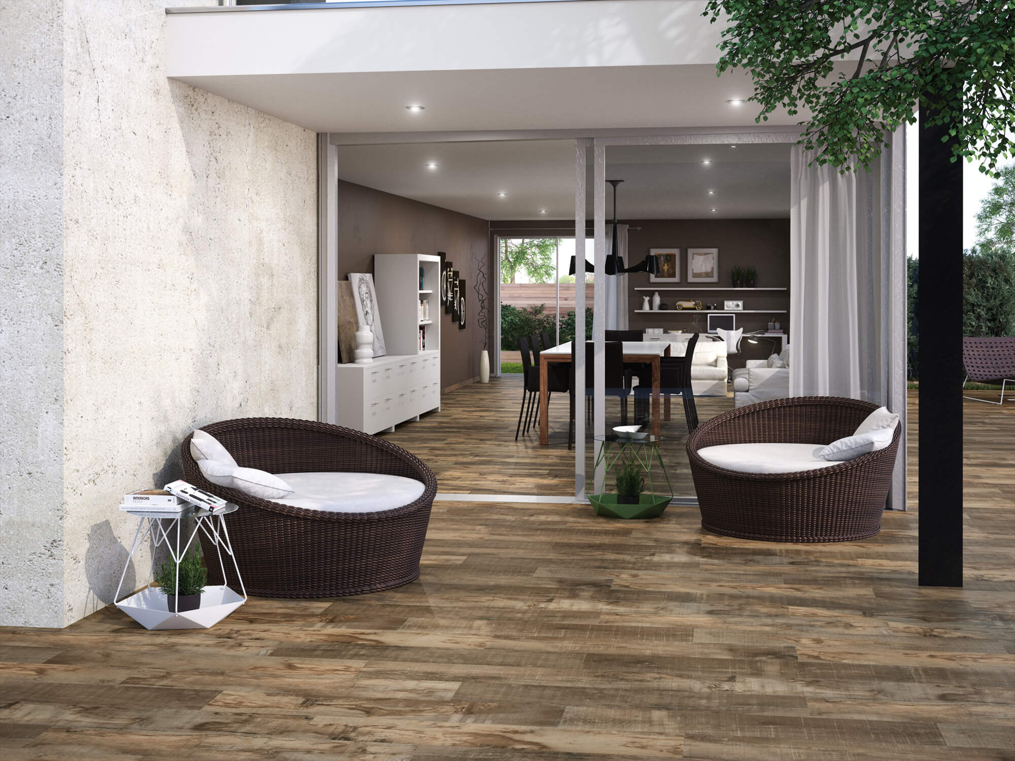 Serie Porcelanite BURDEOS madera natural