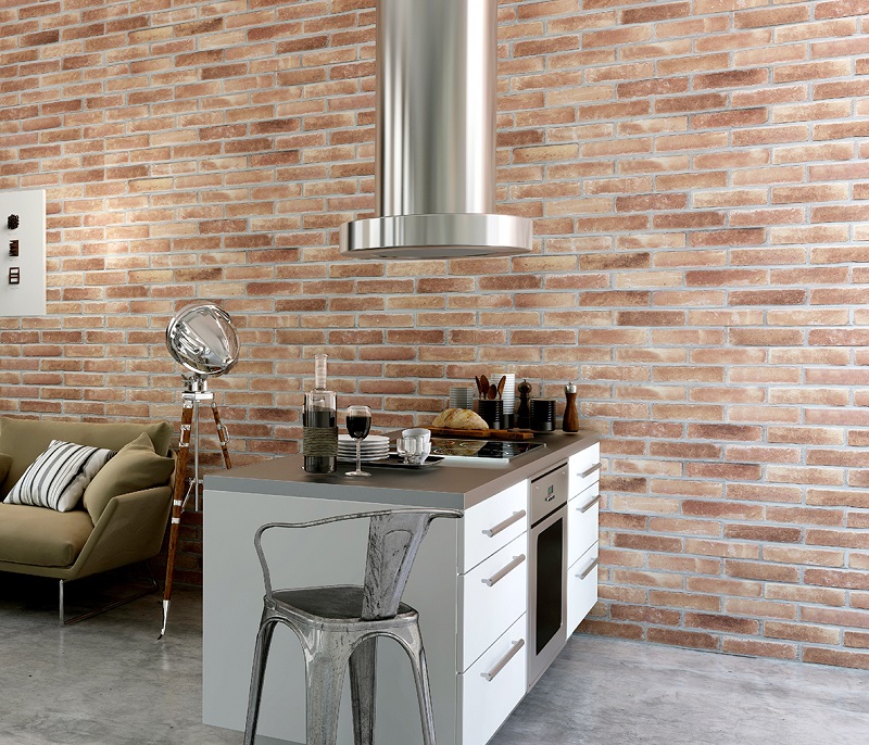 Revestimiento cerámico efecto ladrillo de estilo industrial contemporáneo
